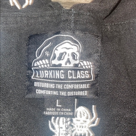 Lurking Class Black Skull Spider Embroidered Overalls - Picture 3 of 4